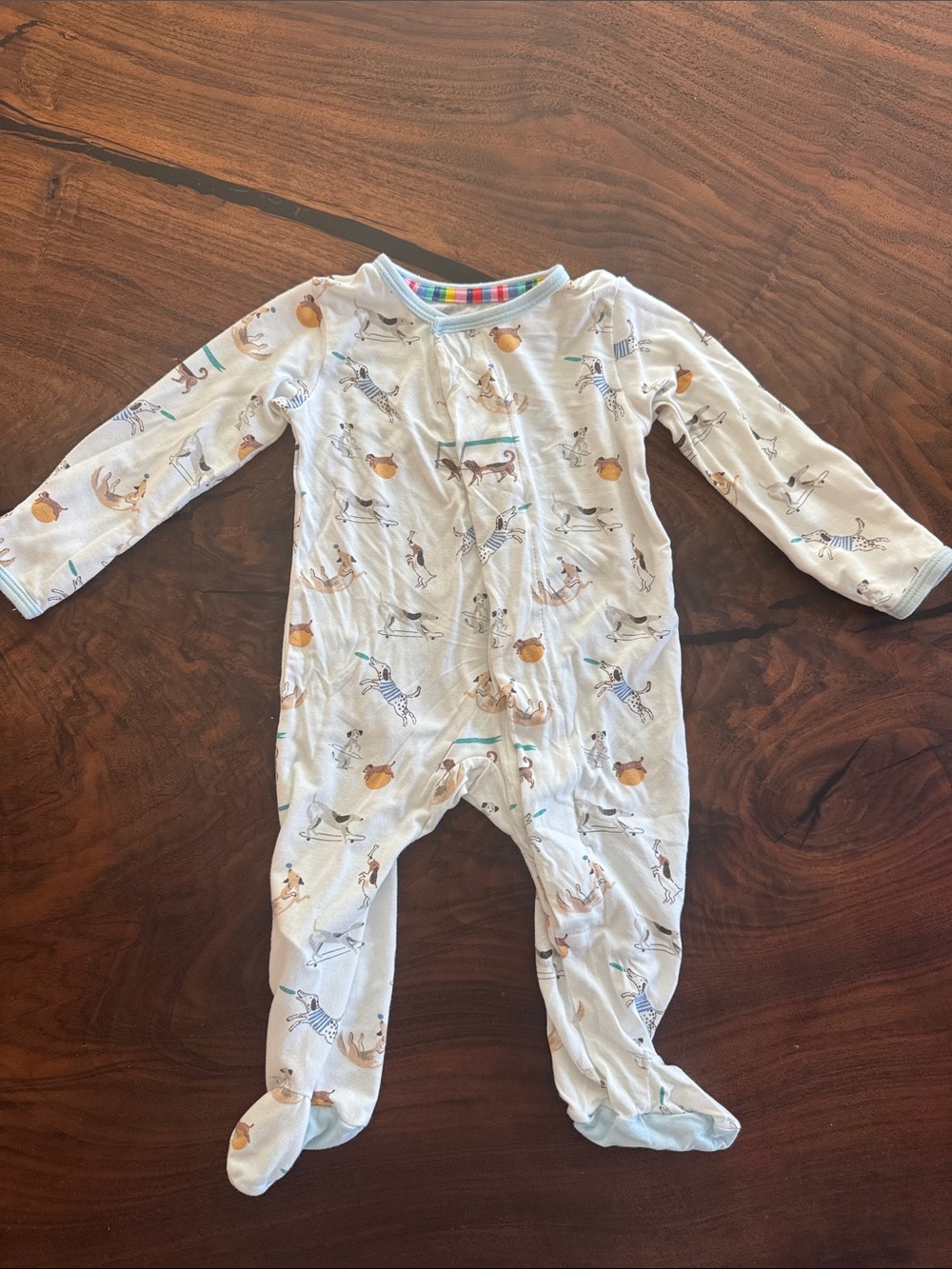 Magnetic Me White Baby Footed One-Piece with Dog Animal Print